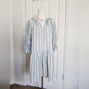 Velvet by Graham & Spencer Jessica Striped Linen Dress In Color Sky